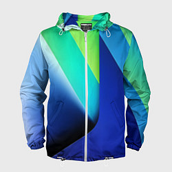 Ветровка с капюшоном мужская Color blue green, цвет: 3D-белый