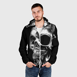 Ветровка с капюшоном мужская Стилизованный череп, цвет: 3D-белый — фото 2