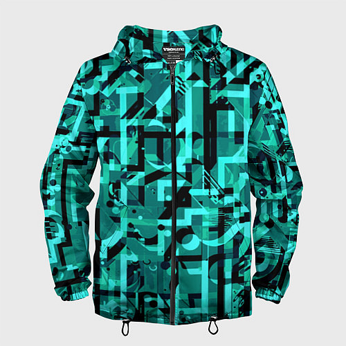 Мужская ветровка Неоновый голубой объёмный эффект / 3D-Черный – фото 1