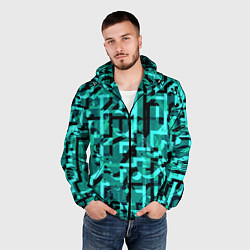 Ветровка с капюшоном мужская Неоновый голубой объёмный эффект, цвет: 3D-черный — фото 2