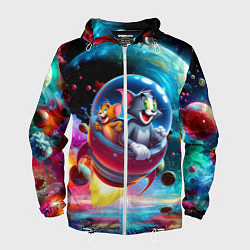 Мужская ветровка Том и Джерри летят в ракете - нейроарт