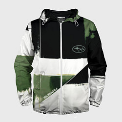 Ветровка с капюшоном мужская Subaru эмблема, цвет: 3D-белый