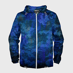 Ветровка с капюшоном мужская Абстракция - blue uniform camouflage, цвет: 3D-белый