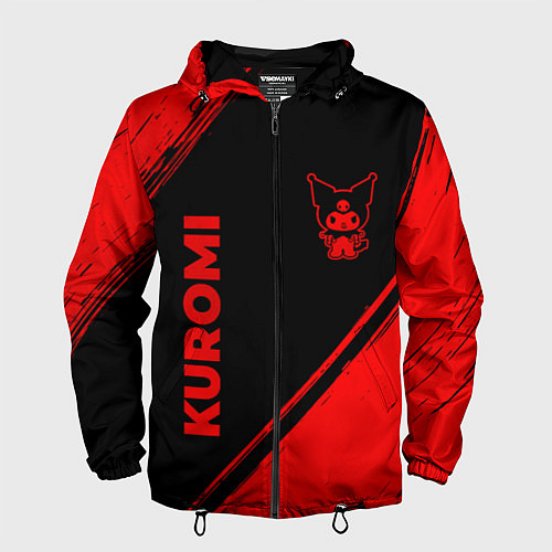 Мужская ветровка Kuromi - red gradient вертикально / 3D-Черный – фото 1
