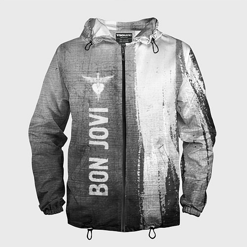Мужская ветровка Bon Jovi - grey gradient по-вертикали / 3D-Черный – фото 1