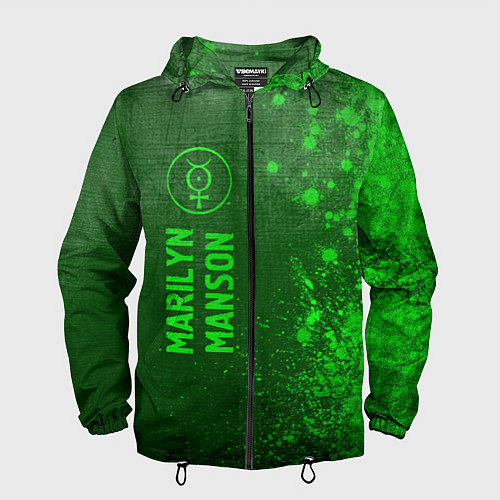 Мужская ветровка Marilyn Manson - green gradient по-вертикали / 3D-Черный – фото 1