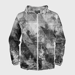 Ветровка с капюшоном мужская Абстракция - atomic gray, цвет: 3D-белый