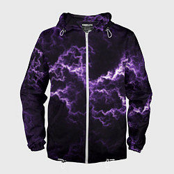 Ветровка с капюшоном мужская Lightning purple flicker, цвет: 3D-белый