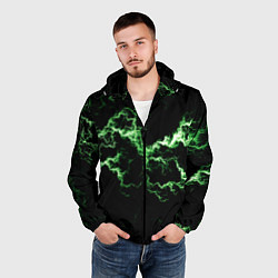 Ветровка с капюшоном мужская Lightning green glow, цвет: 3D-черный — фото 2