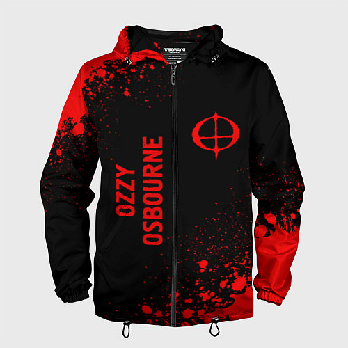 Мужская ветровка Ozzy Osbourne - red gradient вертикально / 3D-Черный – фото 1