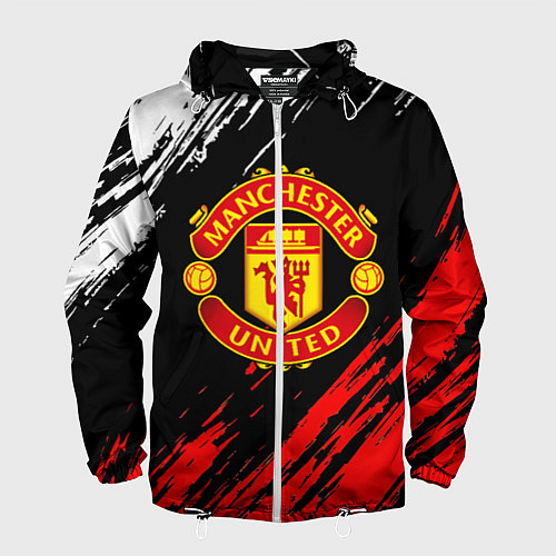 Мужская ветровка Манчестер юнайтед краски текстура / 3D-Белый – фото 1
