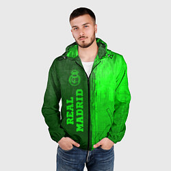 Ветровка с капюшоном мужская Real Madrid - green gradient по-вертикали, цвет: 3D-черный — фото 2