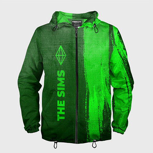 Мужская ветровка The Sims - green gradient по-вертикали / 3D-Черный – фото 1