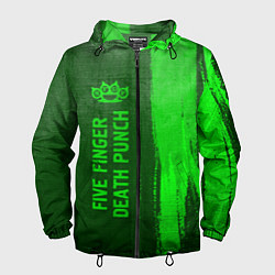Ветровка с капюшоном мужская Five Finger Death Punch - green gradient по-вертик, цвет: 3D-черный