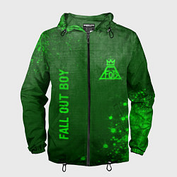Ветровка с капюшоном мужская Fall Out Boy - green gradient вертикально, цвет: 3D-черный