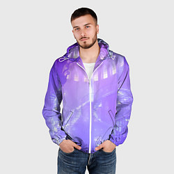Ветровка с капюшоном мужская Лавандовые прозрачные лестницы, цвет: 3D-белый — фото 2