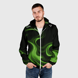 Ветровка с капюшоном мужская Green black, цвет: 3D-белый — фото 2