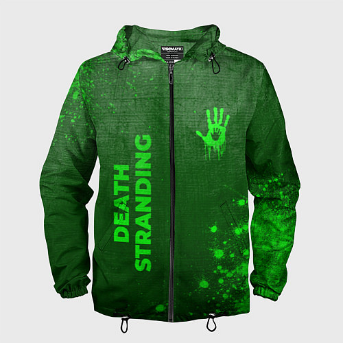 Мужская ветровка Death Stranding - green gradient вертикально / 3D-Черный – фото 1