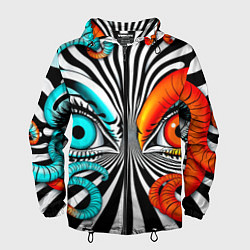 Ветровка с капюшоном мужская Глаз и щупальца, цвет: 3D-черный