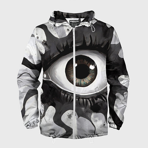 Мужская ветровка Глаз и щупальца - психоделика / 3D-Белый – фото 1