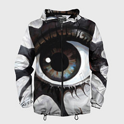 Ветровка с капюшоном мужская Глаз и щупальца - психоделика, цвет: 3D-черный