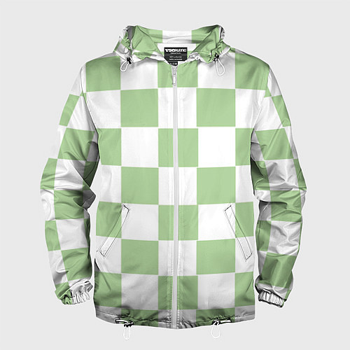 Мужская ветровка Квадраты зелёные / 3D-Белый – фото 1