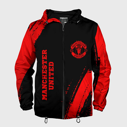 Мужская ветровка Manchester United - red gradient вертикально / 3D-Черный – фото 1