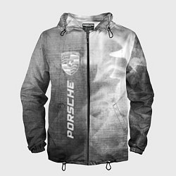 Ветровка с капюшоном мужская Porsche - grey gradient по-вертикали, цвет: 3D-черный
