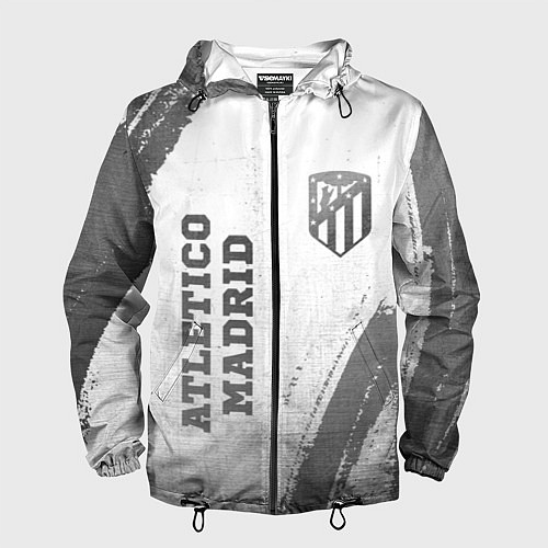 Мужская ветровка Atletico Madrid - white gradient вертикально / 3D-Черный – фото 1