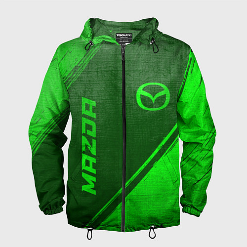 Мужская ветровка Mazda - green gradient вертикально / 3D-Черный – фото 1