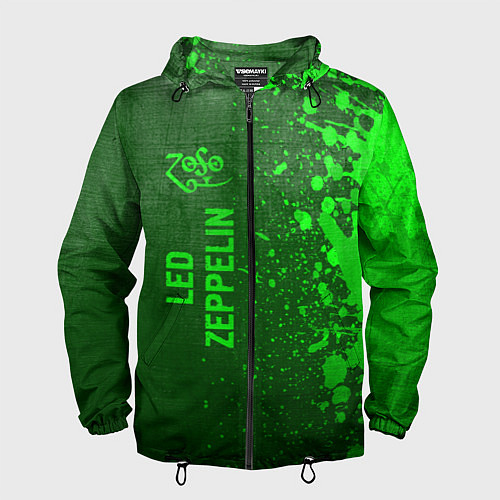 Мужская ветровка Led Zeppelin - green gradient по-вертикали / 3D-Черный – фото 1