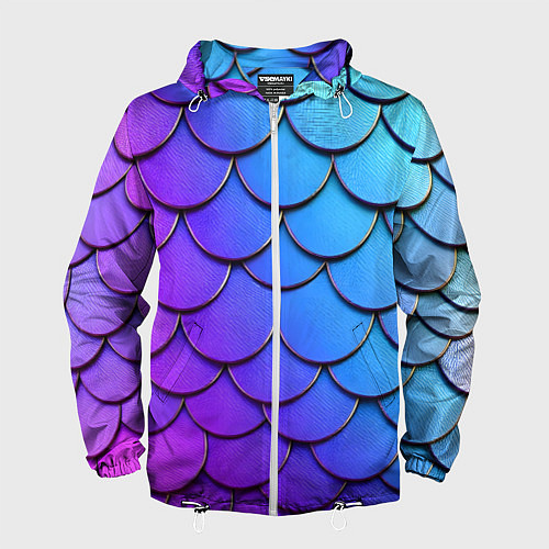 Мужская ветровка Градиент на чешуе / 3D-Белый – фото 1