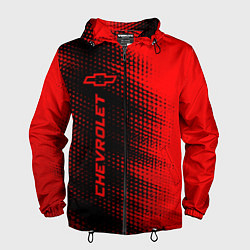 Ветровка с капюшоном мужская Chevrolet - red gradient по-вертикали, цвет: 3D-черный