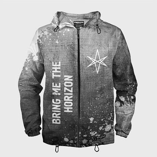 Мужская ветровка Bring Me the Horizon - grey gradient вертикально / 3D-Черный – фото 1