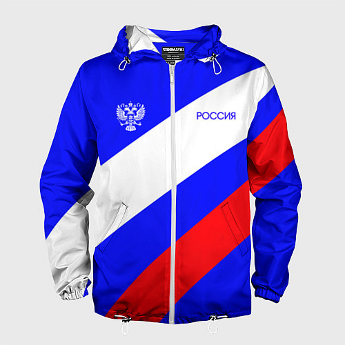 Мужская ветровка Россия с гербом и цветами флага / 3D-Белый – фото 1