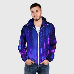 Ветровка с капюшоном мужская Одинокий город неона, цвет: 3D-белый — фото 2
