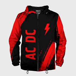 Ветровка с капюшоном мужская AC DC - red gradient вертикально, цвет: 3D-черный