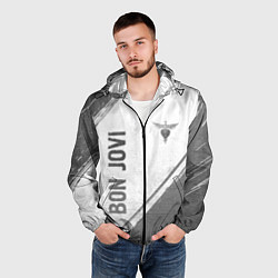 Ветровка с капюшоном мужская Bon Jovi - white gradient вертикально, цвет: 3D-черный — фото 2