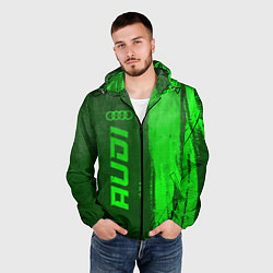 Ветровка с капюшоном мужская Audi - green gradient по-вертикали, цвет: 3D-черный — фото 2