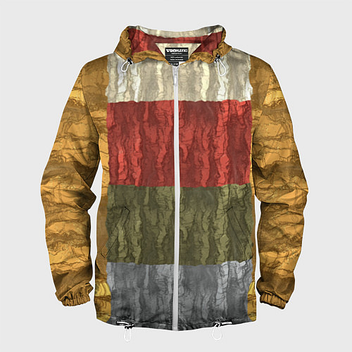 Мужская ветровка Цветной узор абстрактная графика / 3D-Белый – фото 1