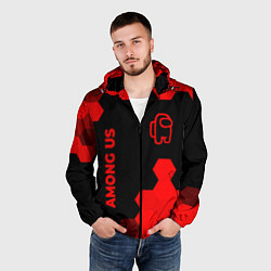 Ветровка с капюшоном мужская Among Us - red gradient вертикально, цвет: 3D-черный — фото 2