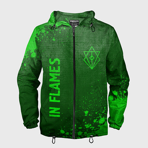 Мужская ветровка In Flames - green gradient вертикально / 3D-Черный – фото 1