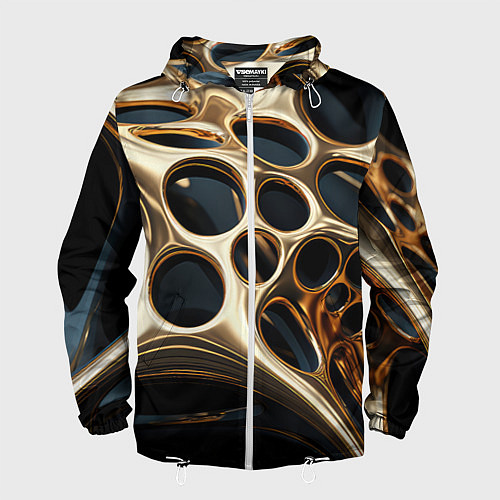 Мужская ветровка Черно-золотая абстракция / 3D-Белый – фото 1