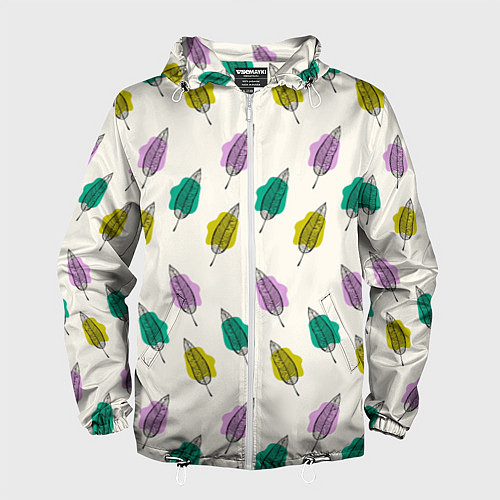 Мужская ветровка Листья на пятнах / 3D-Белый – фото 1