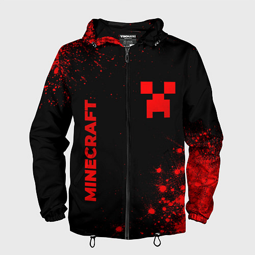 Мужская ветровка Minecraft - red gradient вертикально / 3D-Черный – фото 1