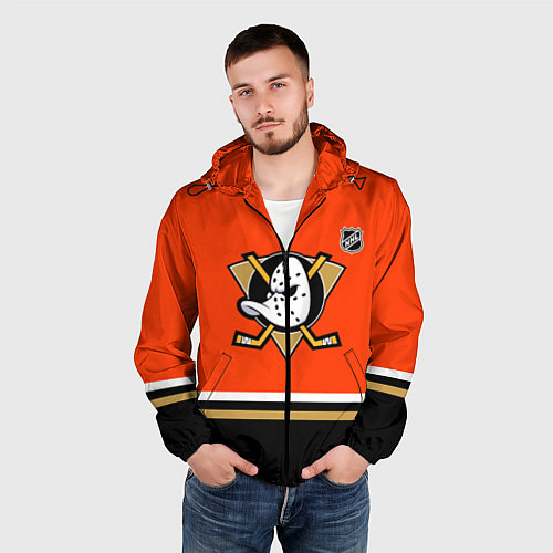 Мужская ветровка Анахайм Дакс хоккей / 3D-Черный – фото 3