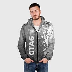 Ветровка с капюшоном мужская GTA6 - grey gradient по-вертикали, цвет: 3D-черный — фото 2