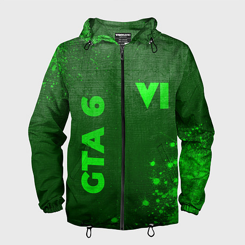 Мужская ветровка GTA 6 - green gradient вертикально / 3D-Черный – фото 1