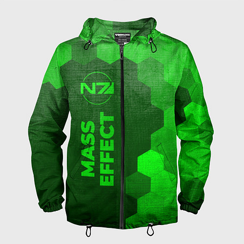 Мужская ветровка Mass Effect - green gradient по-вертикали / 3D-Черный – фото 1