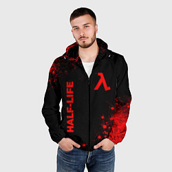 Ветровка с капюшоном мужская Half-Life - red gradient вертикально, цвет: 3D-черный — фото 2
